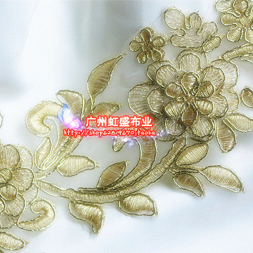 (golden) carbone multilayer solid peony flowers embroidered lace flowers edge flowers with high-end wedding dresses accessories flowers