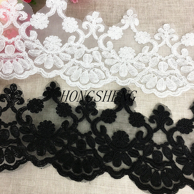 European high-end car bone organza embroidery lace DIY handmade wedding veil jewelry lace accessories