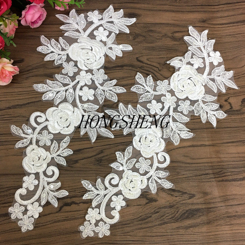 Black White Car Bone Nail Pearl Bright Pieces Wedding Dress Gown Accessories Lace Retro Collar Lace Pair Flowers Flowers