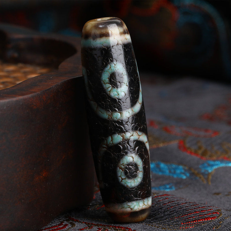 Tibetan genuine products Old material jade medullary bag paste to pure three eyes celestial beads necklace pendant male and female with collarbone chain accessories