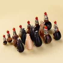 Tibetan-style horn three-way Buddha floral headdress Horn three-way Buddha head pagoda essence throwing gourd pagoda yak horn three-way Buddha head