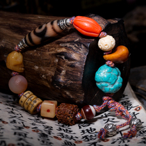 Natural genuine old mine to pure three-eyed celestial beads Tibet nine-eyed celestial beads DIY retro raw ore turquoise accessories