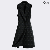 2021 spring and autumn new medium-long woolen horse clip female small fragrance double-breasted winter sleeveless dress vest lady