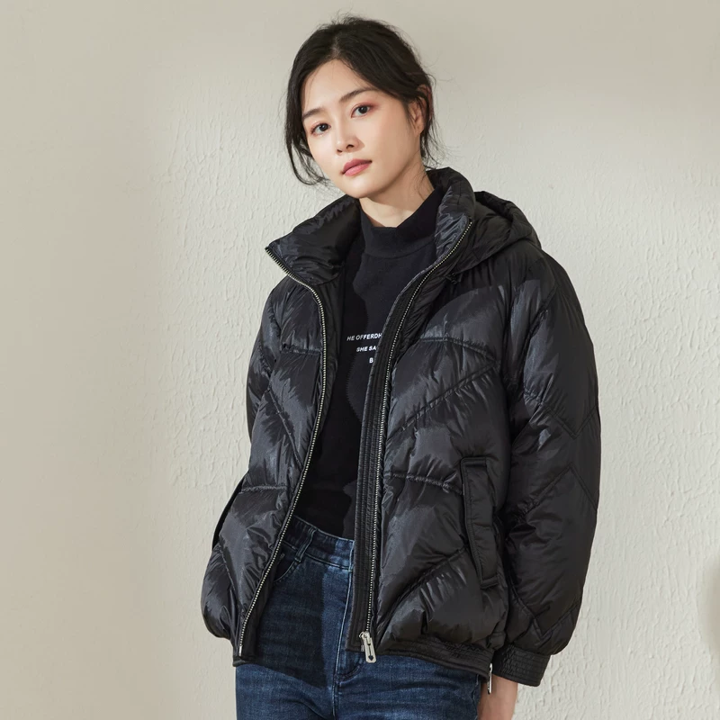 Куртка с утеплением с капюшоном, oversize, гусь пух