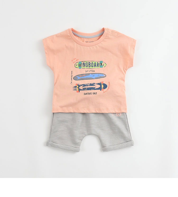 Mark Jenny Trang phục mùa hè Bé trai Trẻ em Bộ đồ cotton ngắn tay cho bé Bộ mùa hè 17725 - Phù hợp với trẻ em quần áo trẻ em hàn quốc