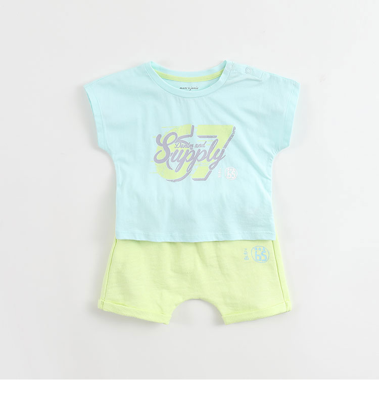 Mark Jenny Trang phục mùa hè Bé trai Trẻ em Bộ đồ cotton ngắn tay cho bé Bộ mùa hè 17725 - Phù hợp với trẻ em quần áo trẻ em hàn quốc
