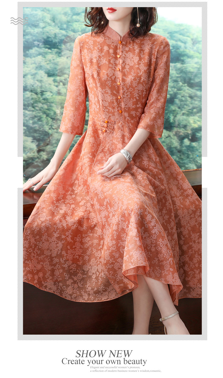 Phong cách dân tộc cổ điển 2019 hè mới của phụ nữ nhỏ hoa dài phần thon gọn jacquard Một chiếc váy chữ - Sản phẩm HOT thời trang công sở hàn quốc