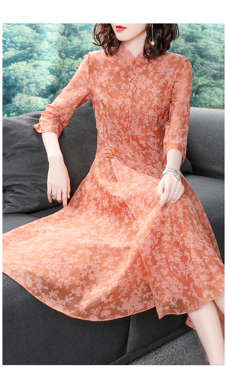 Phong cách dân tộc cổ điển 2019 hè mới của phụ nữ nhỏ hoa dài phần thon gọn jacquard Một chiếc váy chữ - Sản phẩm HOT thời trang công sở hàn quốc