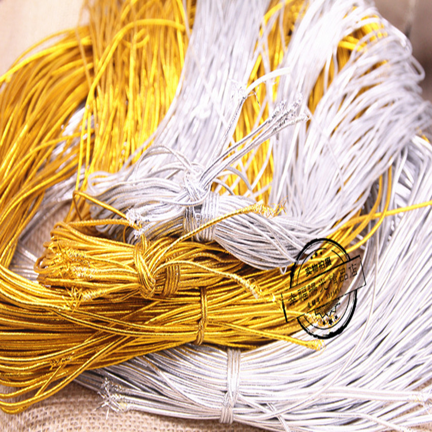 Trademark rope gold and silver wire rope round elastic band tag elastic rope core gold silver bundled rubber band tie