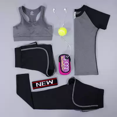 Havan yoga wear slim four-piece fat mm large size summer gym running sportswear set women's shorts