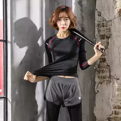 Autumn and winter new yoga clothes top long sleeve women's T-shirt quick-dry stretch gym exercise running clothes large size
