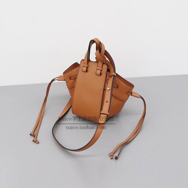 Leather Goods Handmade DIY Bag Drawings Hammock Bag Crossbody Handbag Cowhide Vegetable Basket Drawstring Bucket Bag Version