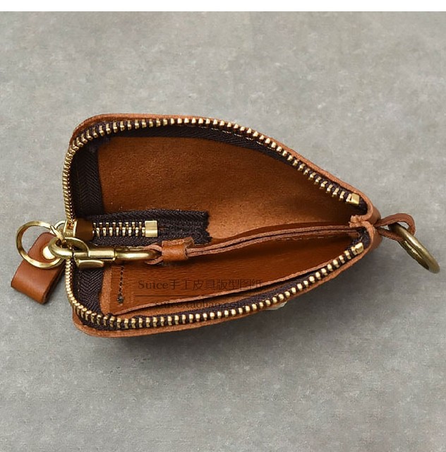 Short Genuine Leather Handmade Patterned Key Bag Pattern, Japanese Coin and Card Holder Men's Wallet Pattern