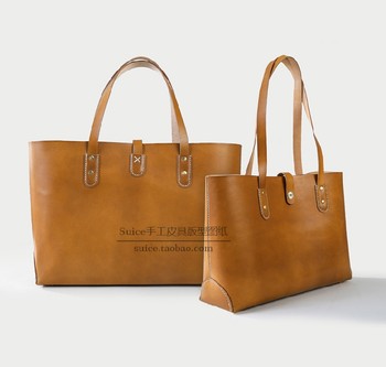 Large Bag Pattern Drawings, Tote Bag Drawings, Hand-Stitched Leather Bag Patterns, Briefcase Shopping Bag Drawings