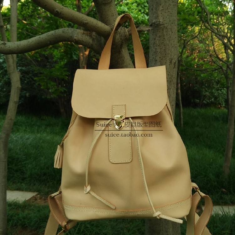 Double shoulder bag drawing version backpack travel leisure bag leather pattern version of the female bag DIY handmade IF06