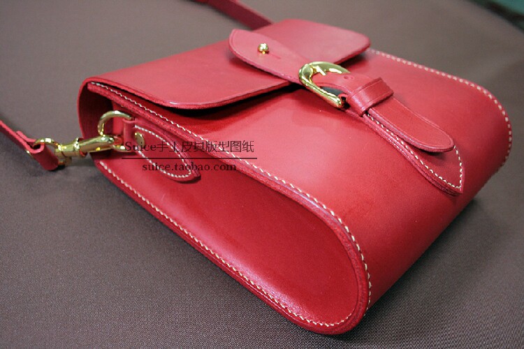 Handmade leather paper pattern small shoulder shoulder bag plate small square bag women handmade pattern 23