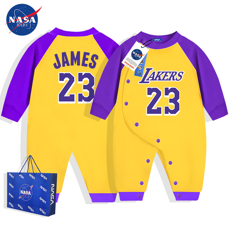 Spring and Autumn Baby Jersey James Baby Romper Pure Cotton Curry Crawling Suit Cardigan Durant Basketball Suit Side Opening