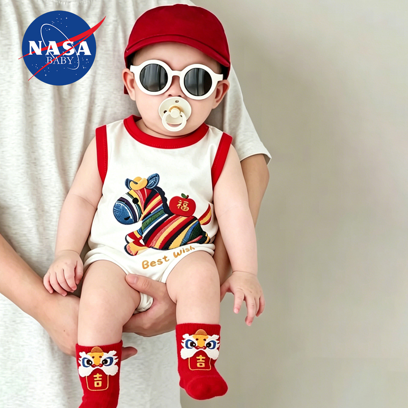 Summer Full Moon Baby Romper, Pure Cotton One-Piece Outfit, Festive Full Moon, First Birthday, Hundred Days Red Romper Summer Full Moon Baby Romper, Pure Cotton One-Piece Outfit, Festive Full Moon, First Birthday, Hundred Days Red Romper