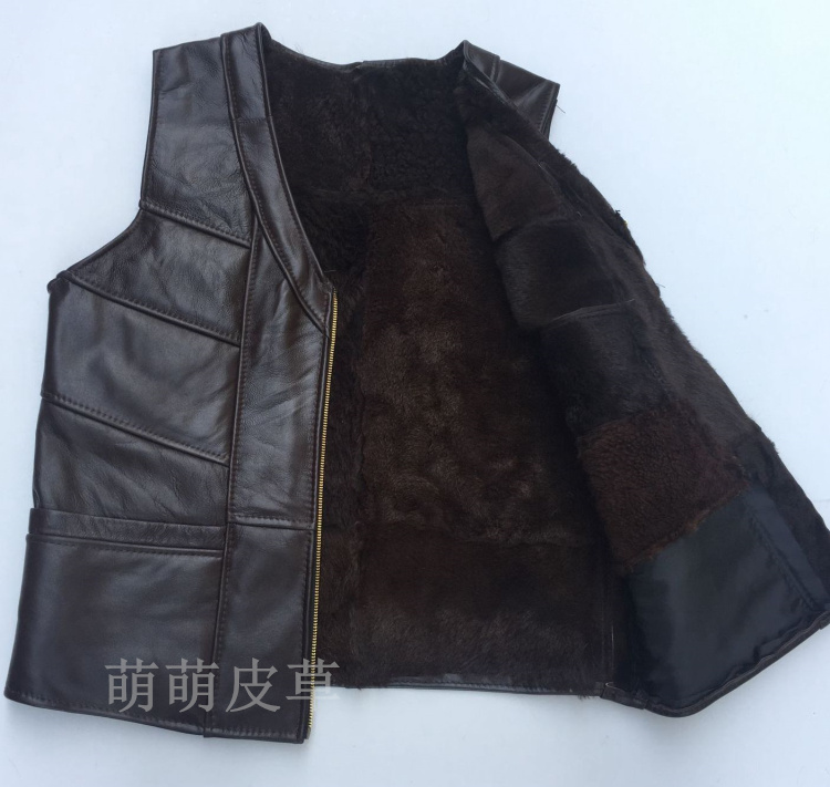 Fur một chiếc áo len nam mùa thu và mùa đông áo khoác da bằng da cừu vai vest giản dị dày ấm cũ áo bông áo ghi lê nam