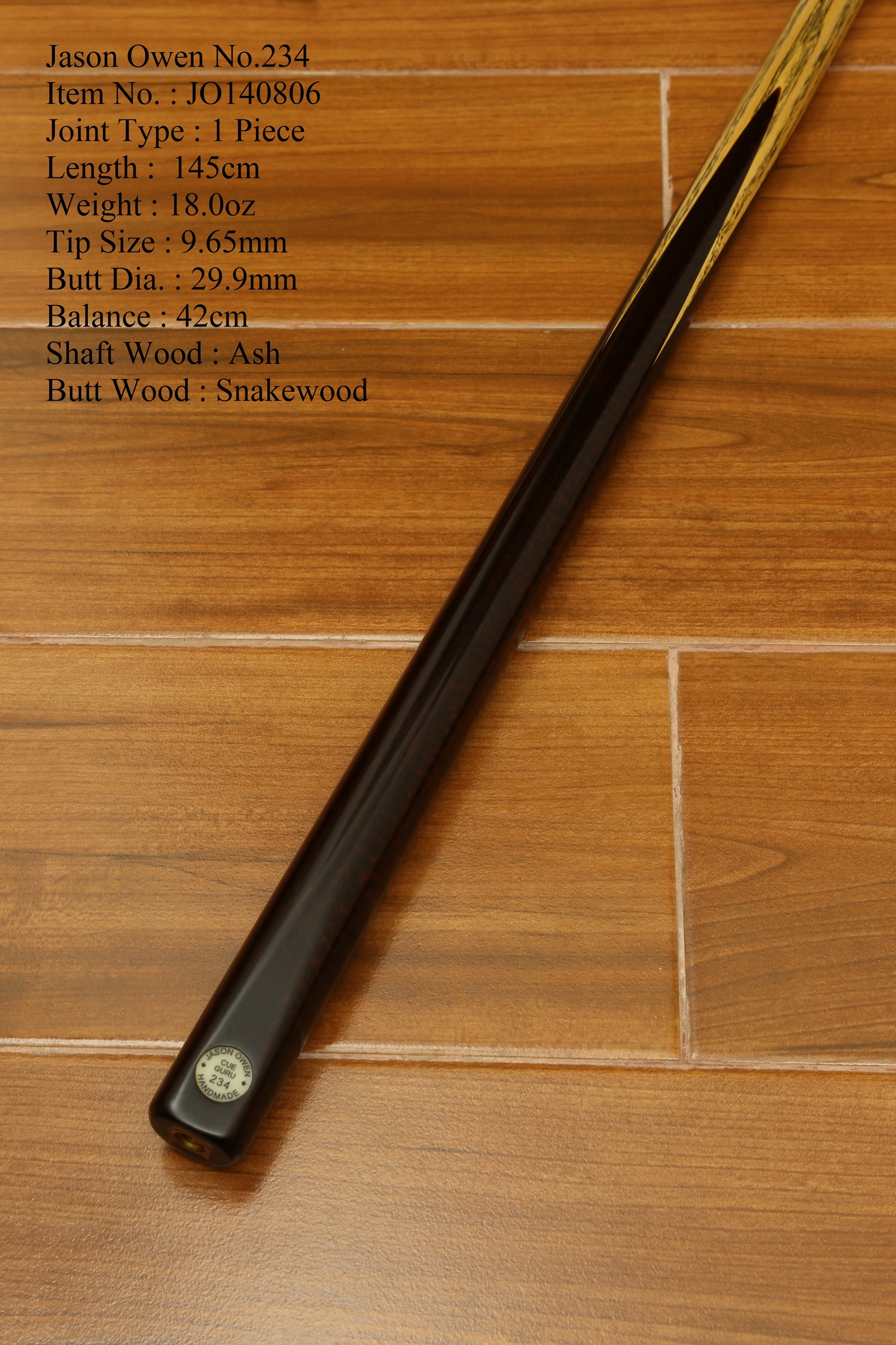 <Royal Billiard Zhongshan Store>British Jason Owen Billiard club No 234 full snake wood back handle