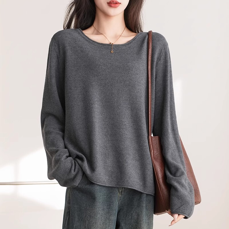 100% Cotton Thread, Delicate and Skin-Friendly Pure Cotton Knitwear, Women's 2025 Autumn and Winter New Loose Large Size Top