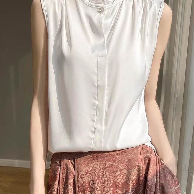 Women's summer premium french sleeveless shirt