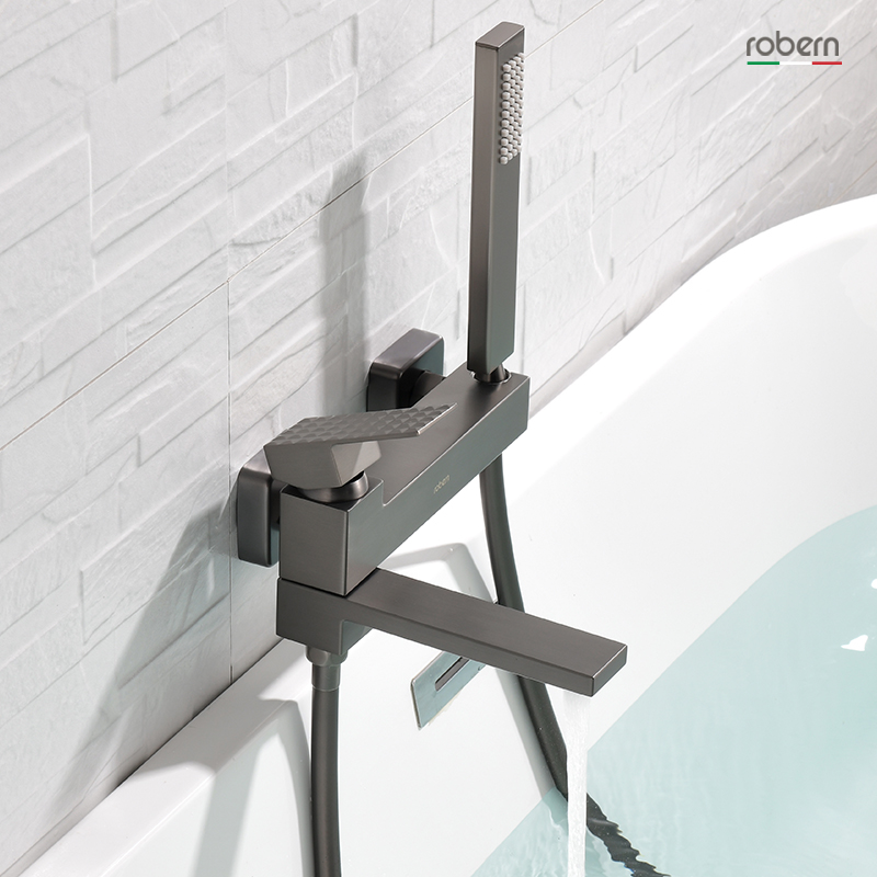 robern full copper lengthened bathtub tap hot and cold shower faucet shower head shower set woman shower nozzle gun grey