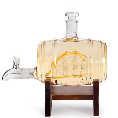 Wooden frame with a dragon head, wine cask-shaped glass bottle, whisky bottle, home decoration