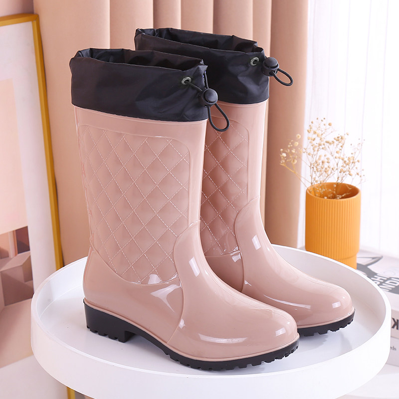 Water Shoes Women Waterproof Non-slip Long Silo Bunches Rain Shoes Winter New Gush Warm Fashion Money Outside Wearing High Cylinder Rain Boots
