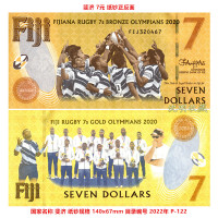Oceania-Fiji Banknotes 2022 7 Yuan P-122 Single Brand New UNC Commemorative Banknote Coin Coin Rugby
