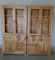 Han Style Solid Wood Bookcase All Old Elm Bookcase Old Elm Wood Bookcase Fields Garden Bookcase Shelf Storage Cabinet