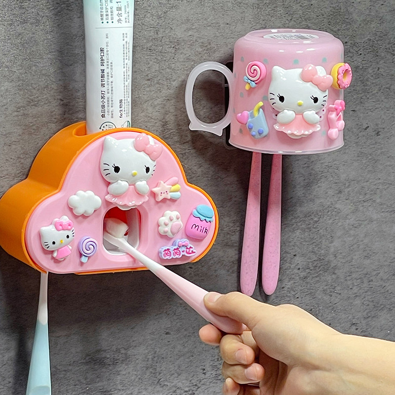 Automatic Squeeze Toothpaste Theorizer Wall-mounted Free Punch New Children Toothbrush Shelf Cute Toothpaste Squeezer