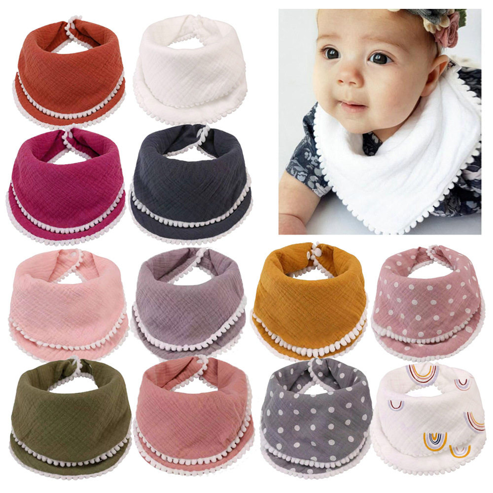 3 dress ins minimalist pure color gauze triangle towels with baby spat towel pure cotton newborn scarves for a soft bag