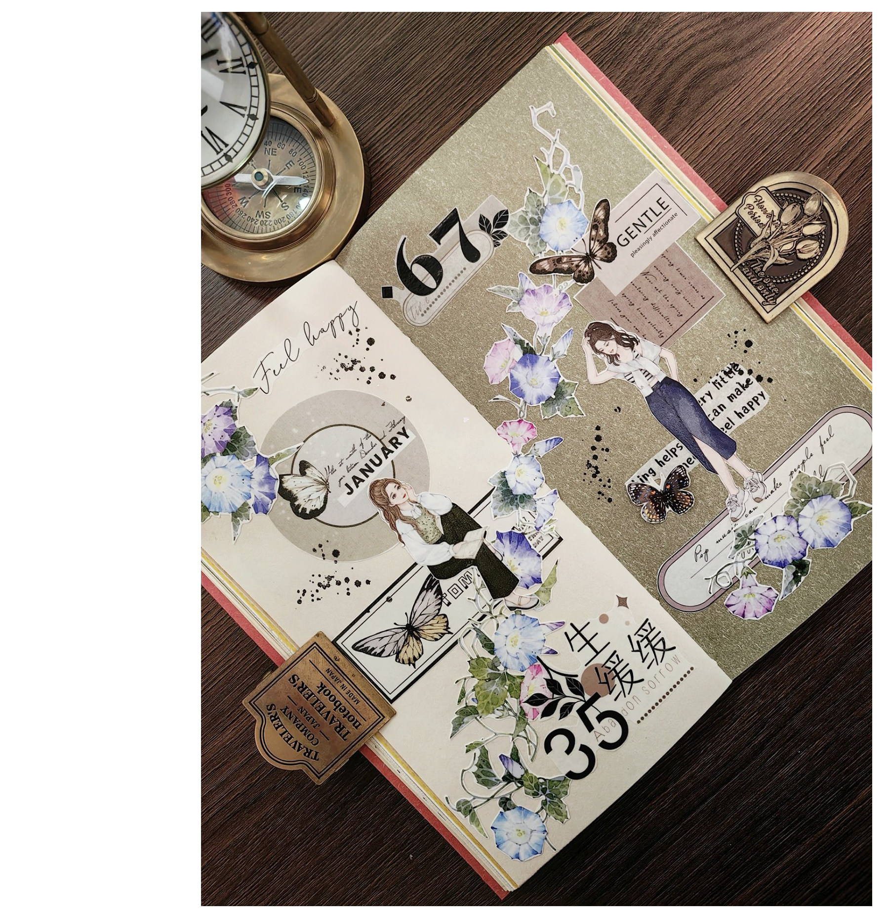 Vintage Blume Schmetterling Wörter Gitter gestanzt Haustier Washi Bänder Handwerk liefert DIY Scrapbooking-Karte machen dekorative Plan Aufkleber – Detail 21