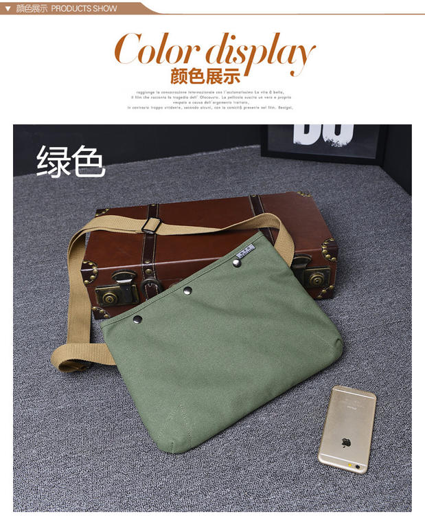 Túi đeo vai nam vải bố thông thường đơn giản màu rắn túi sinh viên thanh niên retro ba lô túi ipad túi lv chính hãng