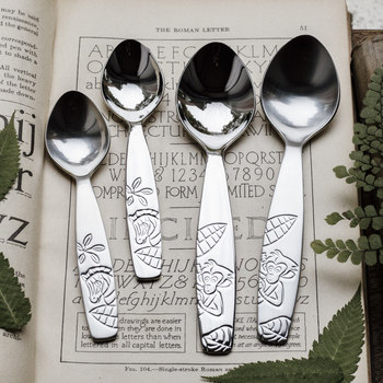 18-10 stainless steel ins retro relief zebra monkey small dessert spoon cake spoon ice cream spoon big brand original single