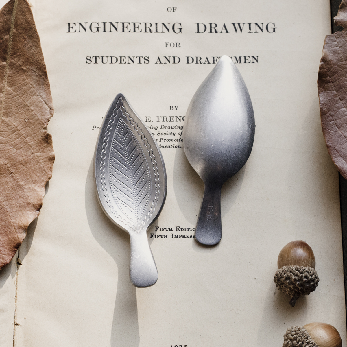 18-10 stainless steel retro snow flowers made of old leaves art reliefs mini small teaspoon small tea shovel small tea making machine-Taobao