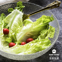 Zhiyu ins Japanese hammered mesh glass salad bowl Household large transparent forest fruit plate basin Snack bowl