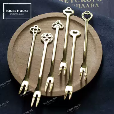 To the house creative crown love fruit fork 304 stainless steel mirror golden fruit sign dessert cake mooncake fork