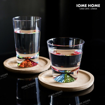 Zhiyu wind color Mount Fuji cup ins Lead-free glass heat-resistant foreign wine glass Juice Office Crystal teacup