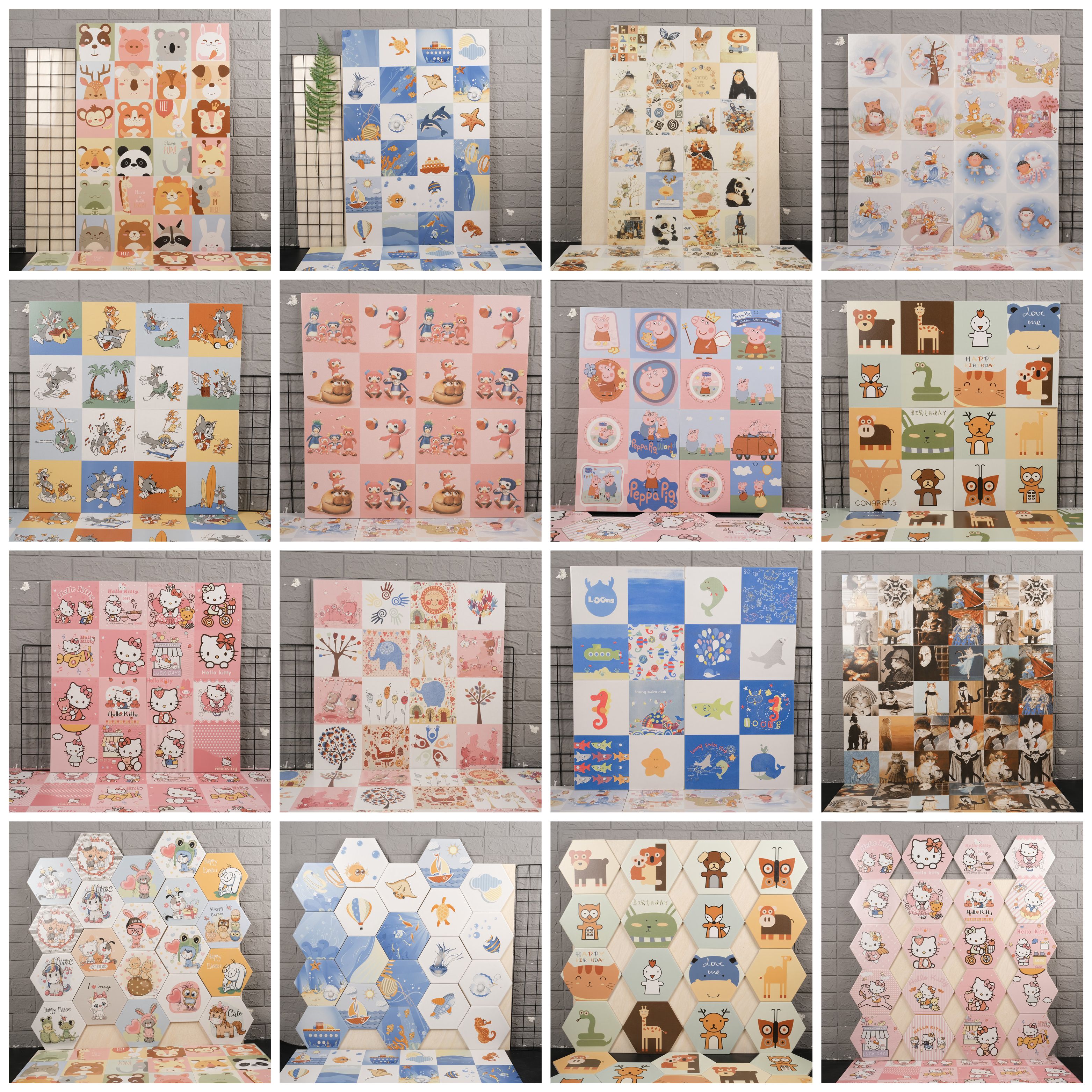 Tile 300 Cartoon Marine Blue Kindergarten Cute Animal Children Flowers Brick Make-up Room Bathroom Floor Tiles Wall Tiles