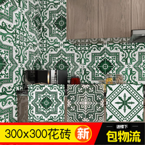Moroccan dark green tiles net red parquet bathroom tiles Restaurant non-slip kitchen floor tiles Balcony wall tiles 30