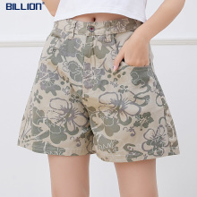 Shorts for women with high waist and summer outerwear, A-line loose girls with printed new shorts