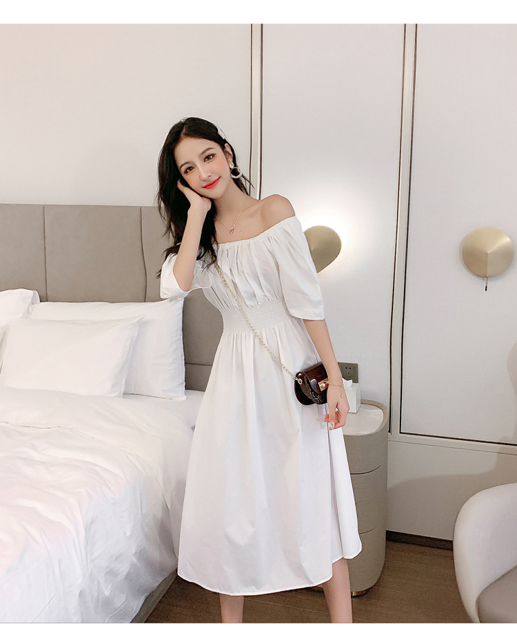 VK旗艦店 韓系時尚復古牛油果綠色淑女長版短袖洋裝