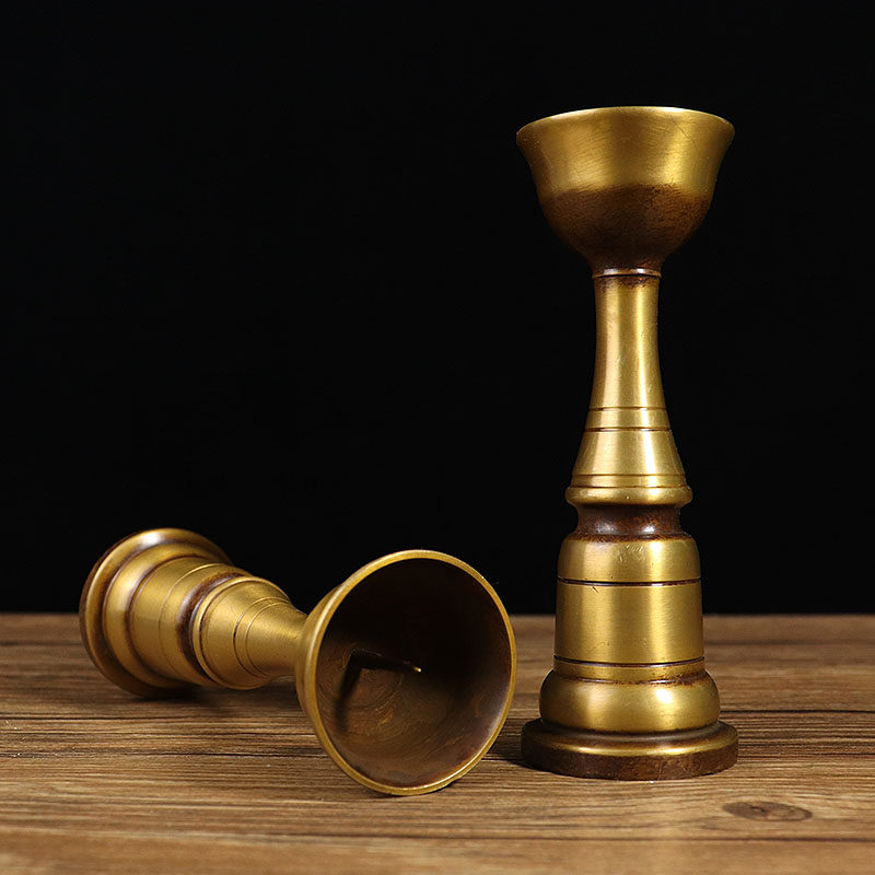 Pure copper boutique candle holder a pair of candleholder pendulum pieces retro Chinese style wax candlesticks