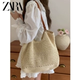 ZARA Соломенная сумка через плечо, сумка на одно плечо, пляжная плетеная вместительная и большая барсетка