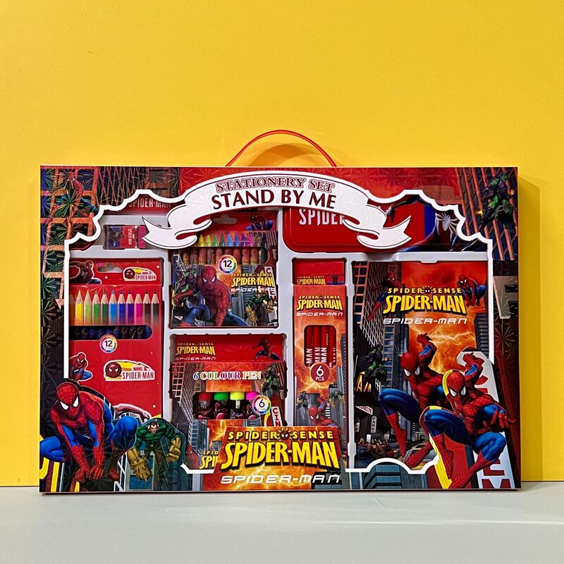 Spider-Man Stationery Set Gift Box Primary School Student Reward Boy Stationery Box Colored Pencils Oil Pastels Children
