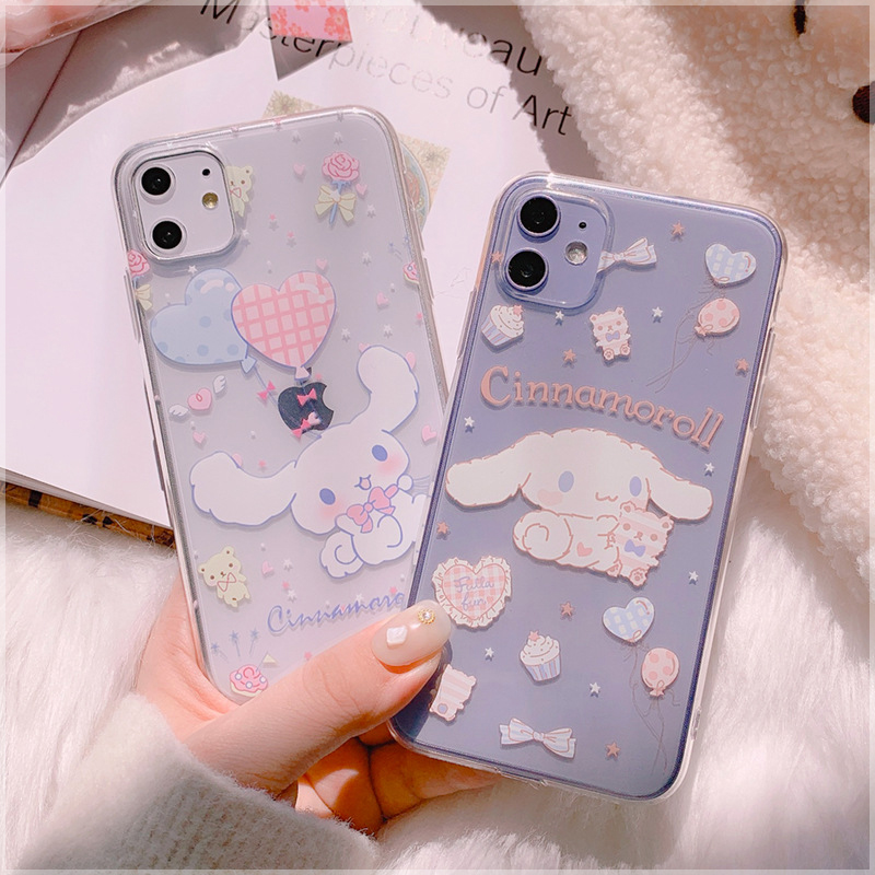 Japanese and Korean big-eared dog iPhone14Pro mobile phone case suitable for Apple XR cute MAX transparent X female 7-8plus
