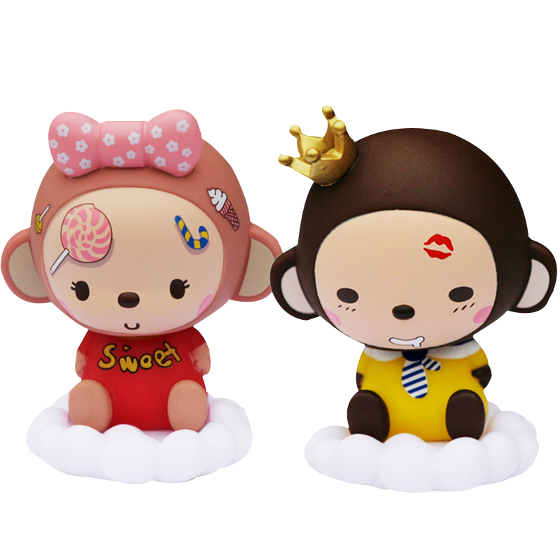 Crown Monkey Car Decoration Cute Interior Shaking Head Doll Creative Little