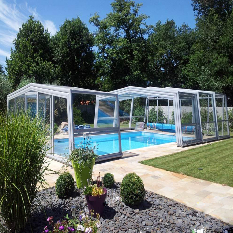 Sunshine Shed Insulation Villa Pool Cover Greenhouse Removable Flex Shed Outdoor Smart Folding Electric Top Custom